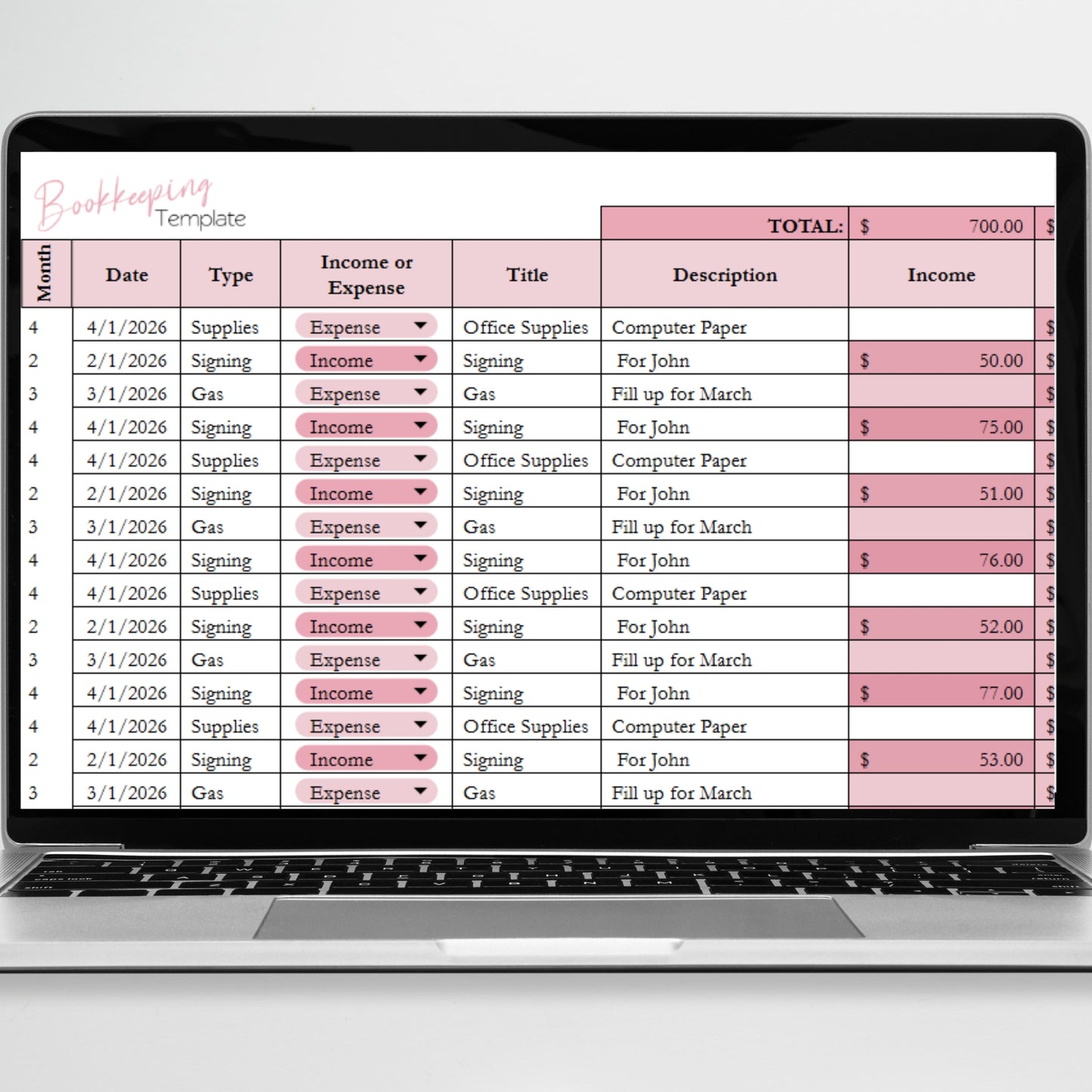 Notary Bookkeeping Template Google Sheets and Excel Spreadsheet