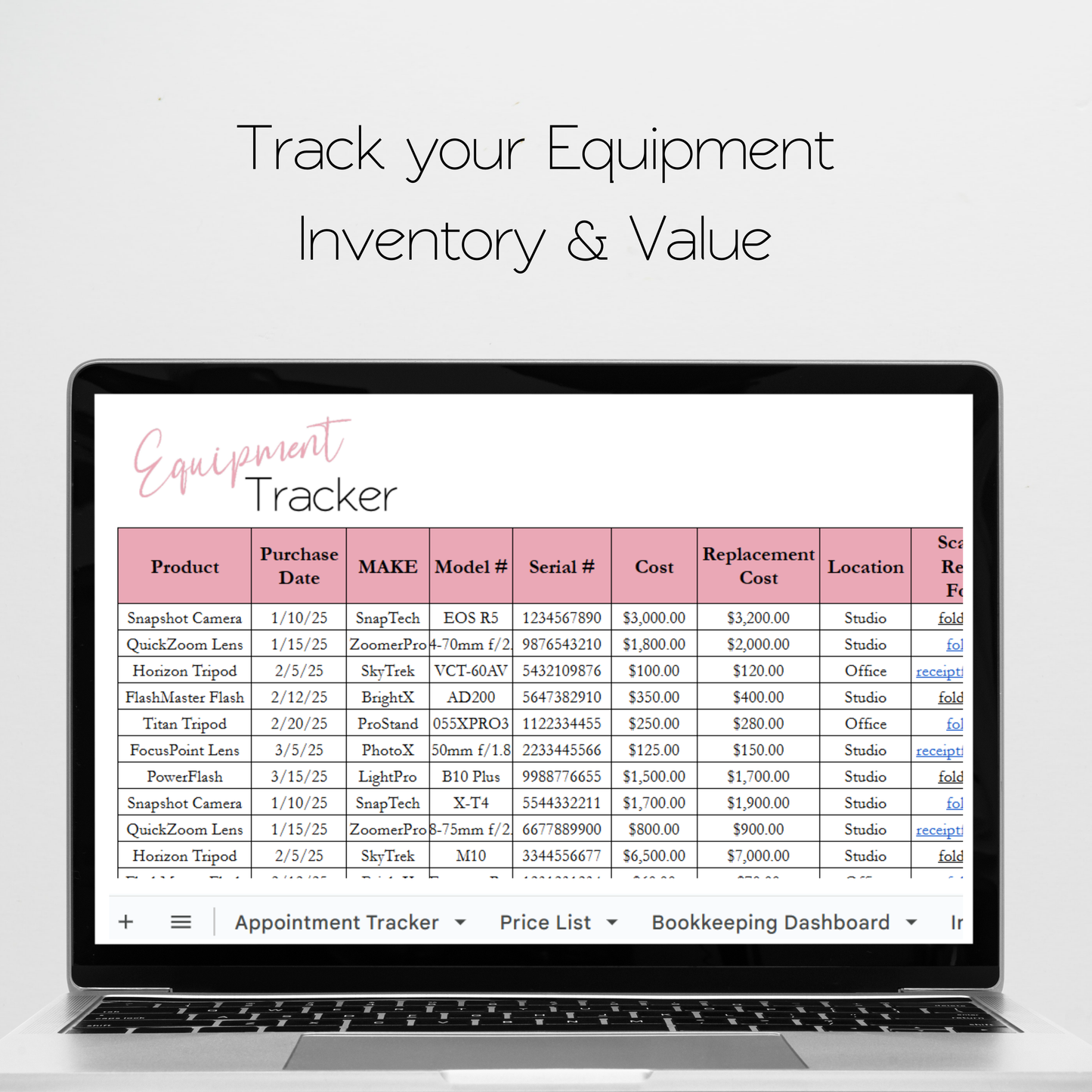 Photography Planner Template Bundle Google Sheet and Excel Spreadsheet