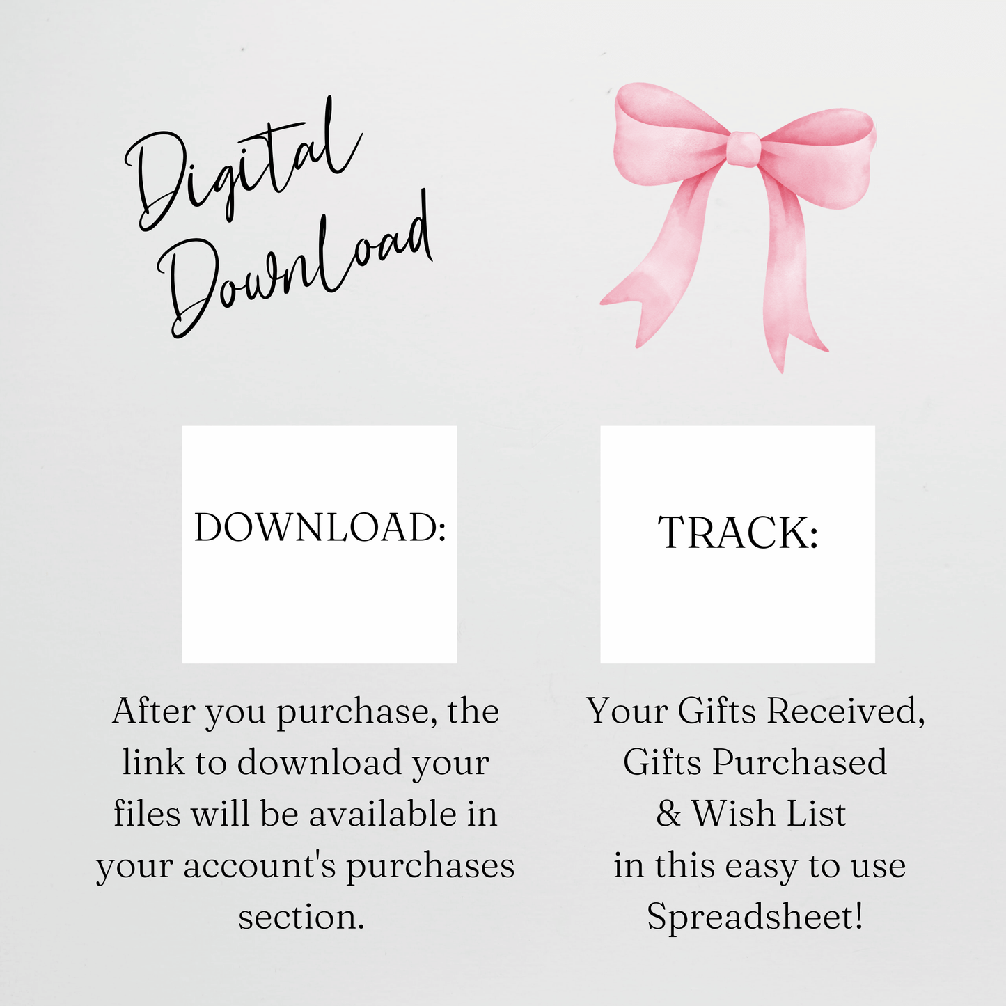 Gift Tracker for Baby Shower Gift Log, Bridal Shower Gift List Template Excel Spreadsheet and Google Sheets