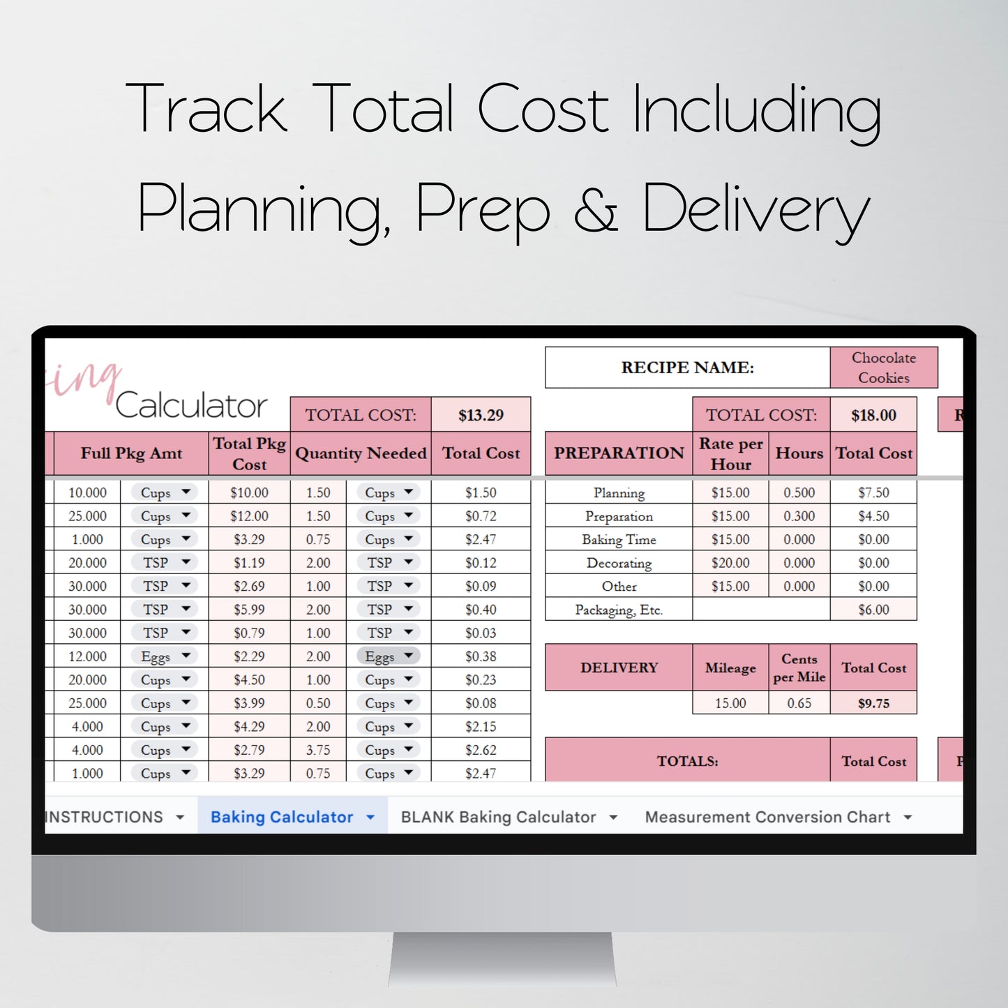 Baking Calculator Template Google Sheet and Excel Spreadsheet
