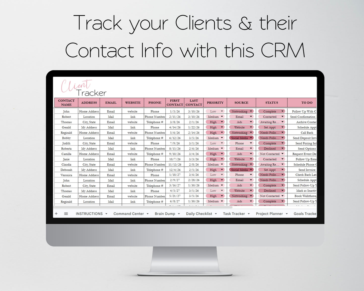 Service Business Management Template Bundle | Client Tracker, CRM, Bookkeeping, Inventory & Appointment Tracker - Google Sheets and Excel Spreadsheet Template