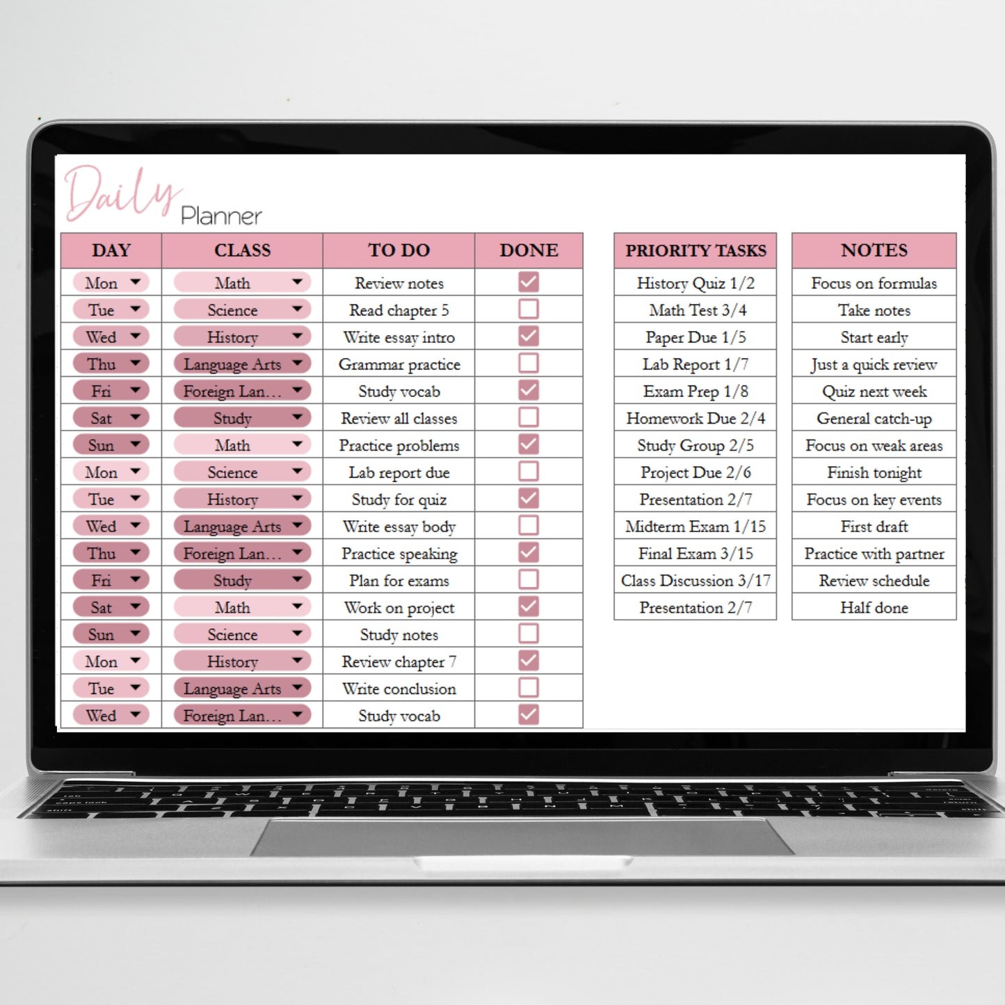 College Planner Template for Google Sheets and Excel Spreadsheet