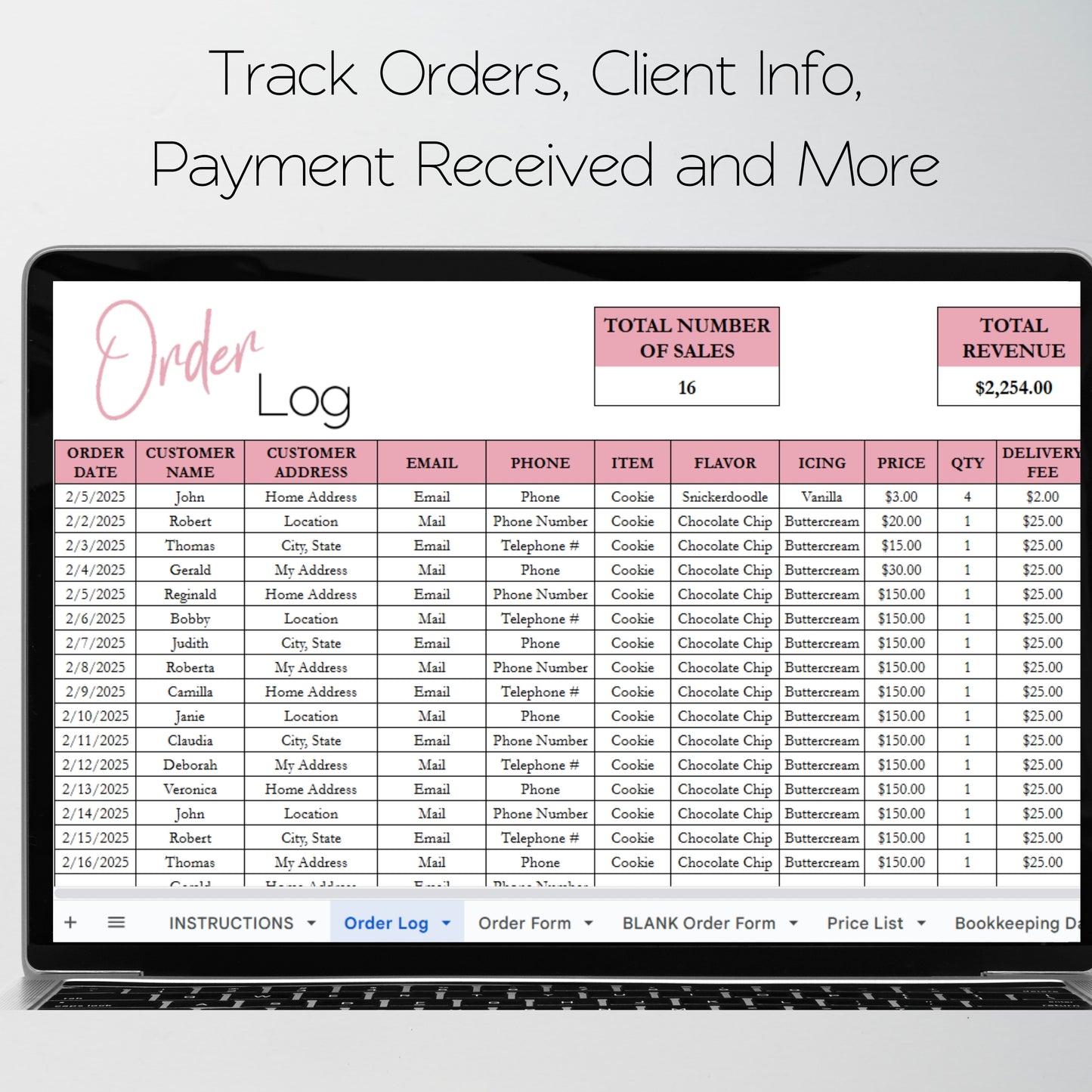 Cookie Business Template Bundle Google Sheet and Excel Spreadsheet