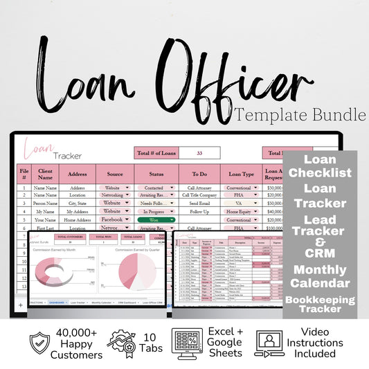 Loan Officer Template Spreadsheet Bundle Google Sheet and Excel Spreadsheet