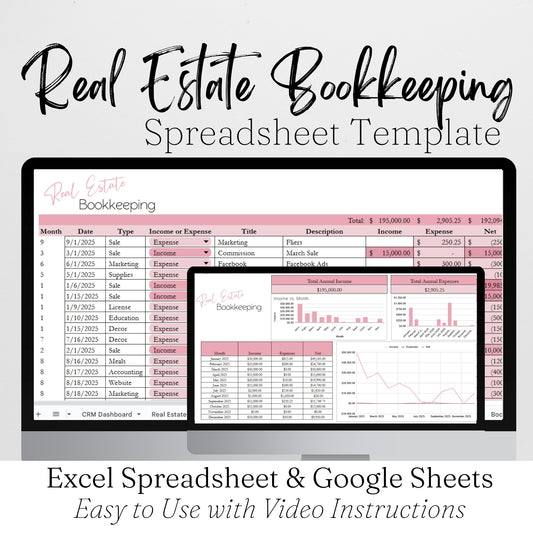 Real Estate Bookkeeping Template Google Sheets Excel Spreadsheet