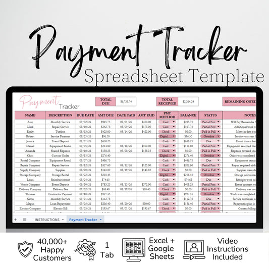 Payment Tracker Template Google Sheets Excel Spreadsheet
