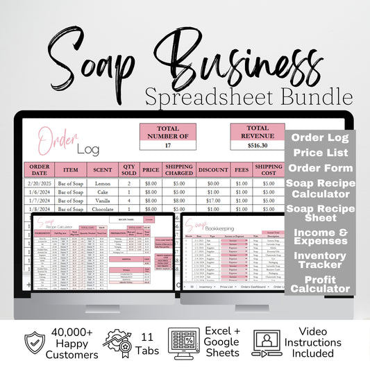 Soap Making Business Template Bundle Google Sheet and Excel Spreadsheet