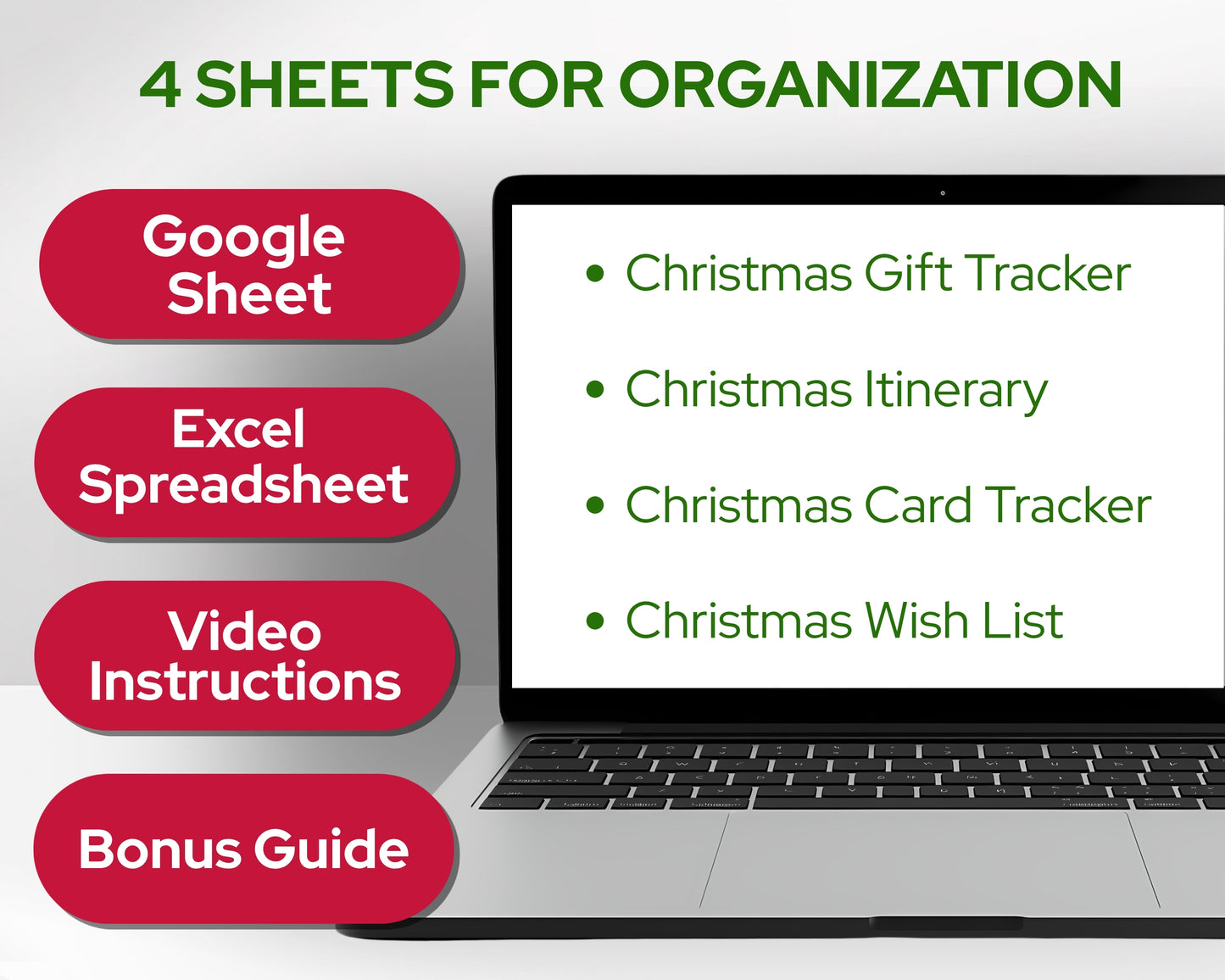 Christmas Gift Tracker Google Sheets and Excel Spreadsheet Template | Holiday Budget Planner | Christmas Shopping List & Wish List