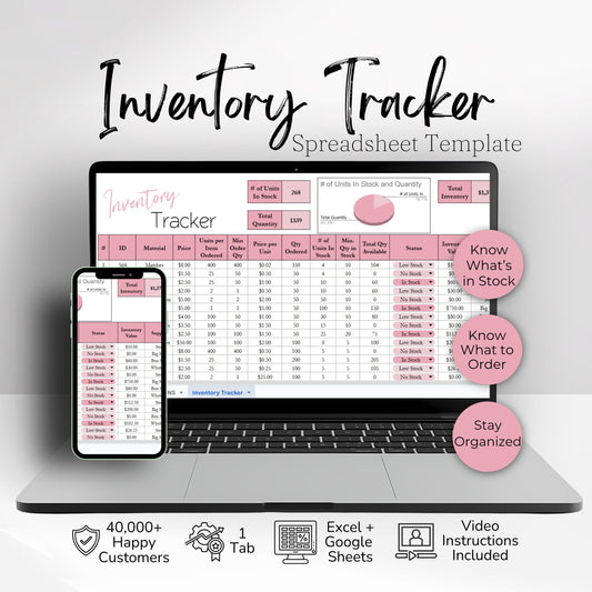Inventory Tracker Spreadsheet | Inventory Management Template with Stock, Supplier & Purchase Order Tracking for Small Business