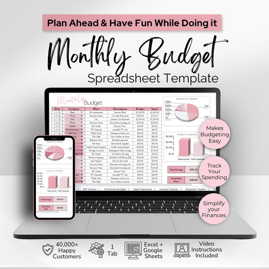 Simple Monthly Budget Template | Google Sheets & Excel Template - Premium Version