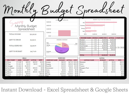 Monthly Budget Template Google Sheets Excel Spreadsheet