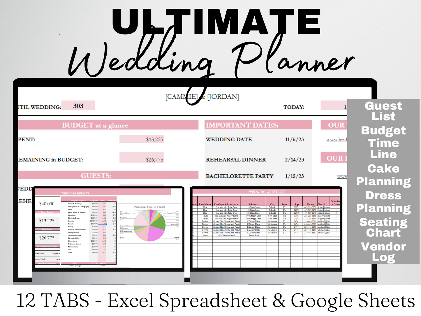 Wedding Planner Template Google Sheets Excel Spreadsheet