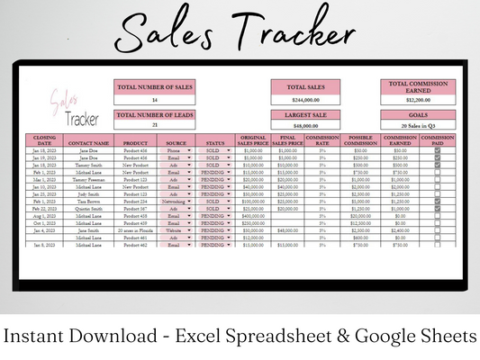 Sales Tracker Template Google Sheets Excel Spreadsheet
