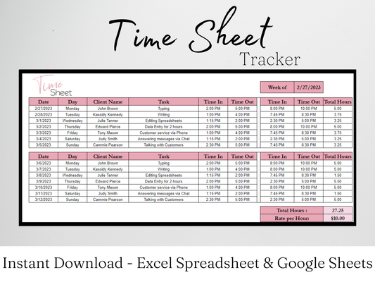 Time Sheet Template Google Sheets Excel Spreadsheet