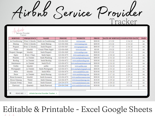 Airbnb Provider Checklist Template Google Sheets Excel Spreadsheet