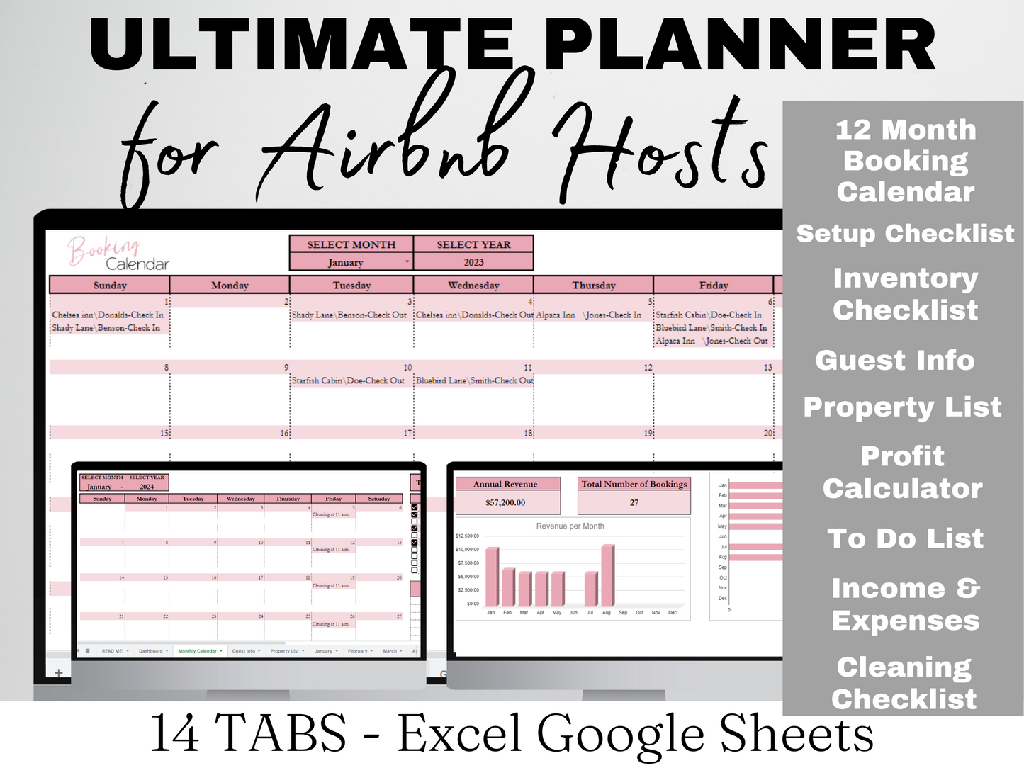 Ultimate Airbnb Planner Template Google Sheets Excel Spreadsheet