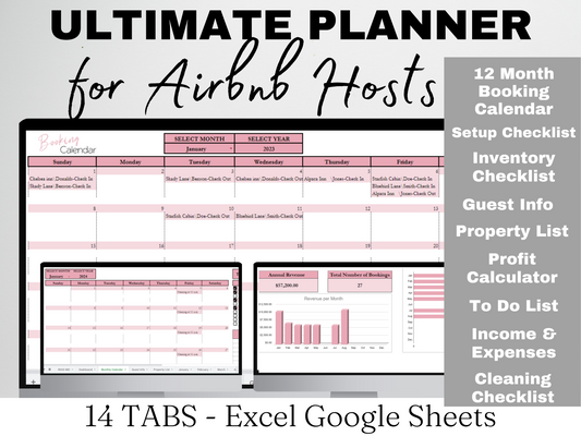 Ultimate Airbnb Planner Template Google Sheets Excel Spreadsheet