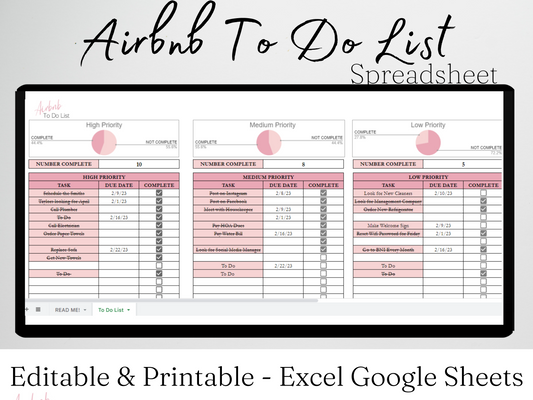 Airbnb To Do List  Template Google Sheets Excel Spreadsheet