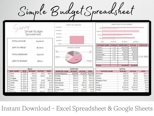 Simple Budget Template Google Sheets Excel Spreadsheet