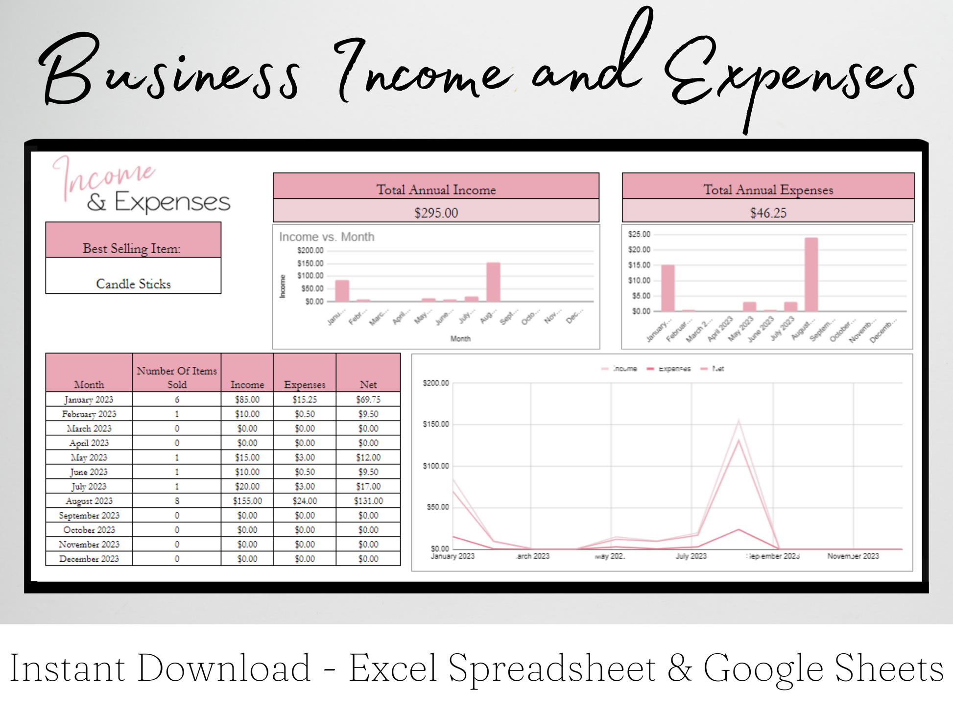 Income And Expense Spreadsheet Template Excel Income & Expense Tracker