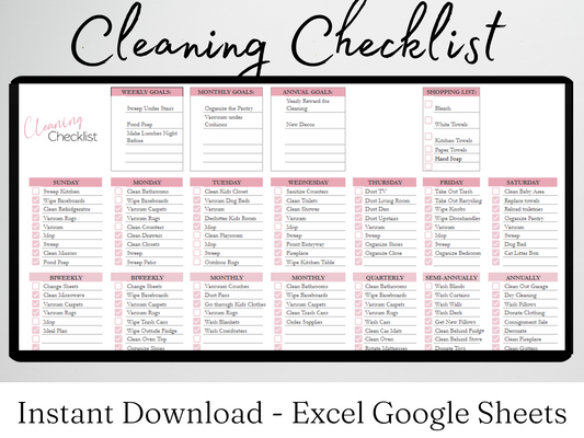 Cleaning Checklist Template Google Sheets Excel Spreadsheet