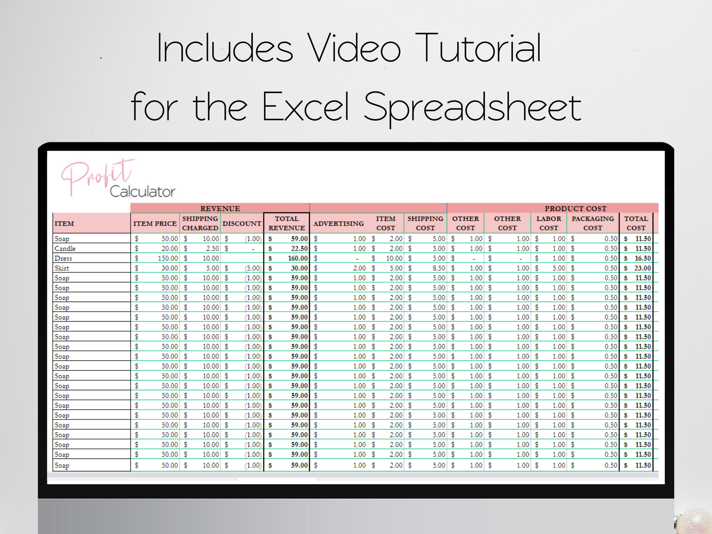 Profit Calculator Template Google Sheets Excel Spreadsheet