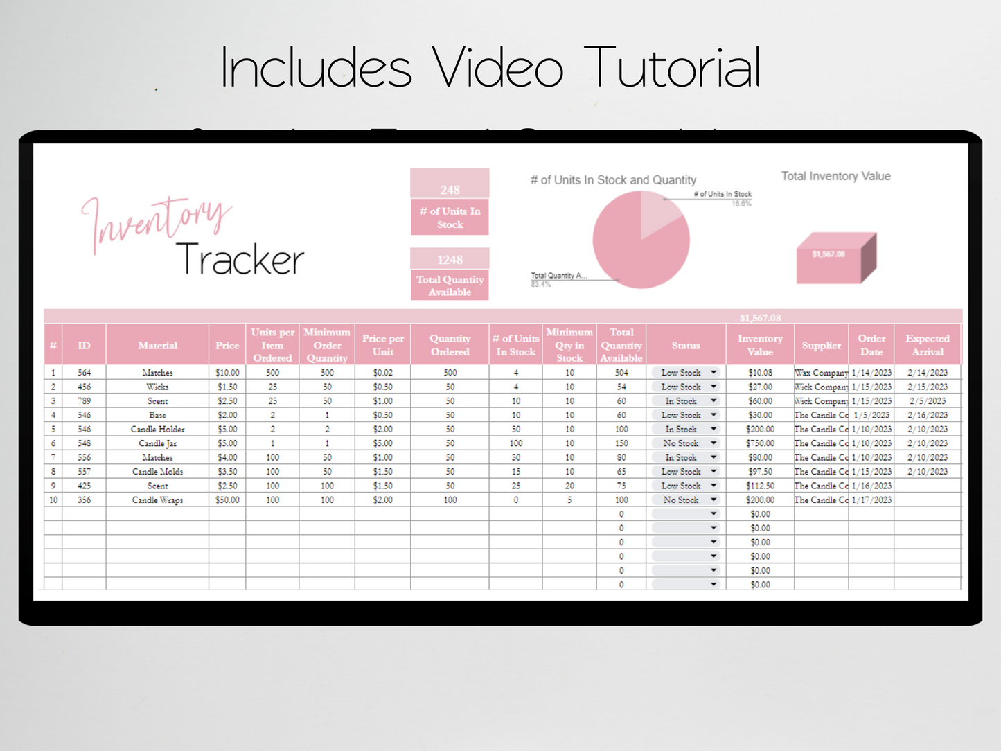 Inventory Tracker Template Google Sheets Excel Spreadsheet
