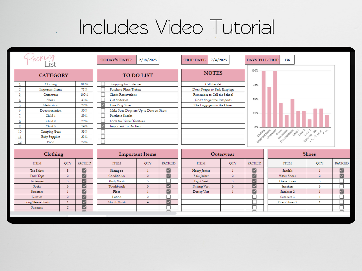 Packing List Template Google Sheets Excel Spreadsheet