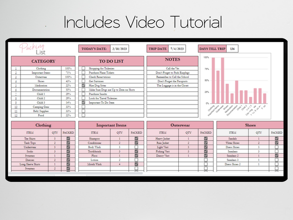 Packing List Template Google Sheets Excel Spreadsheet – Savvy and Thriving