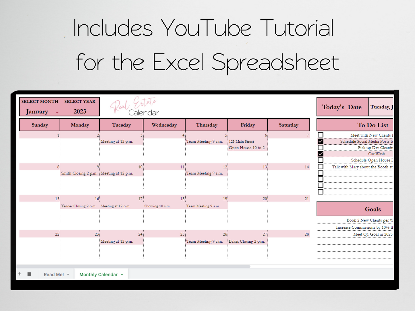 Real Estate Monthly Calendar Template Google Sheets Excel Spreadsheet