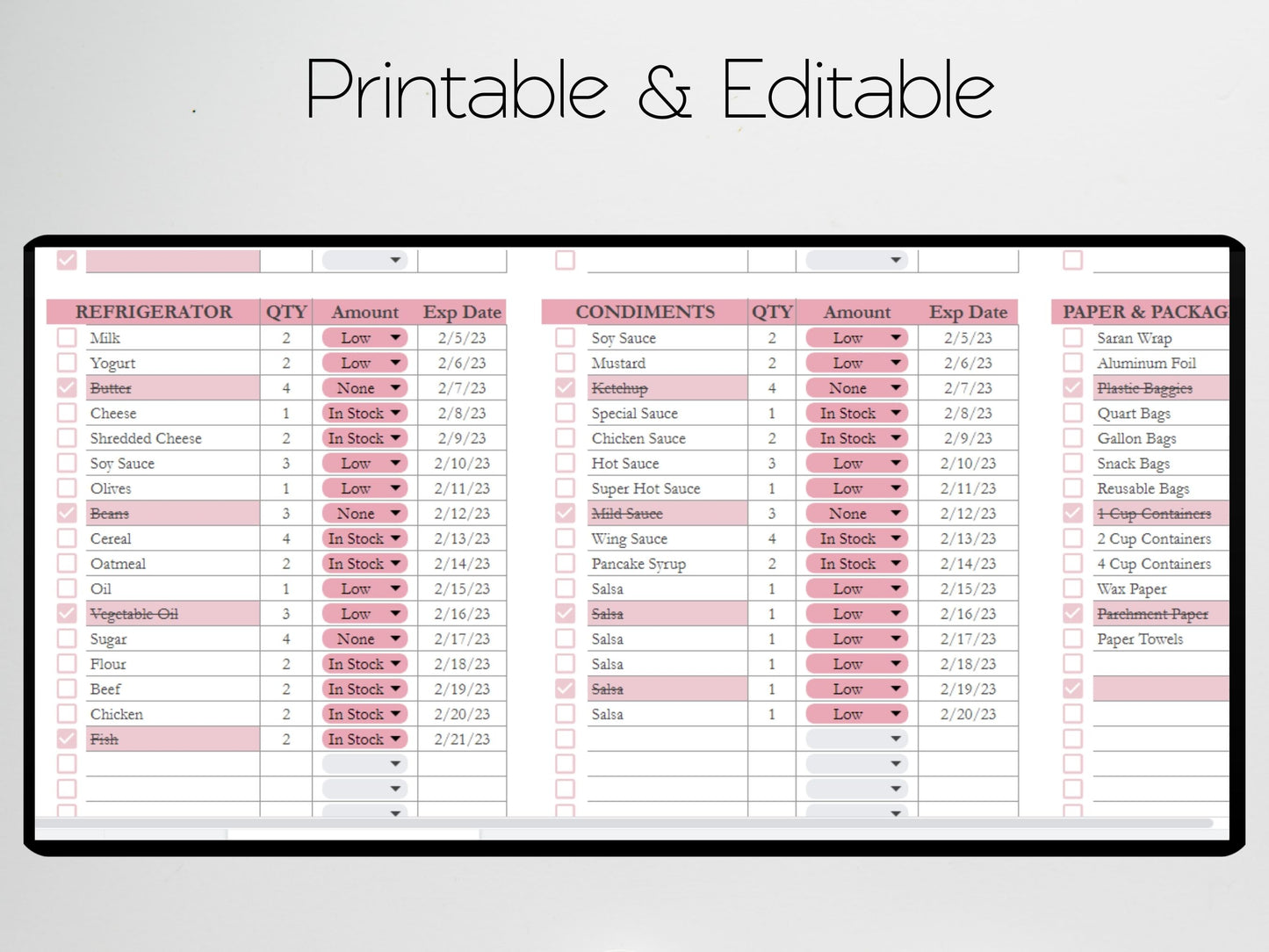 Kitchen Inventory Checklist Excel Spreadsheet Google Sheets