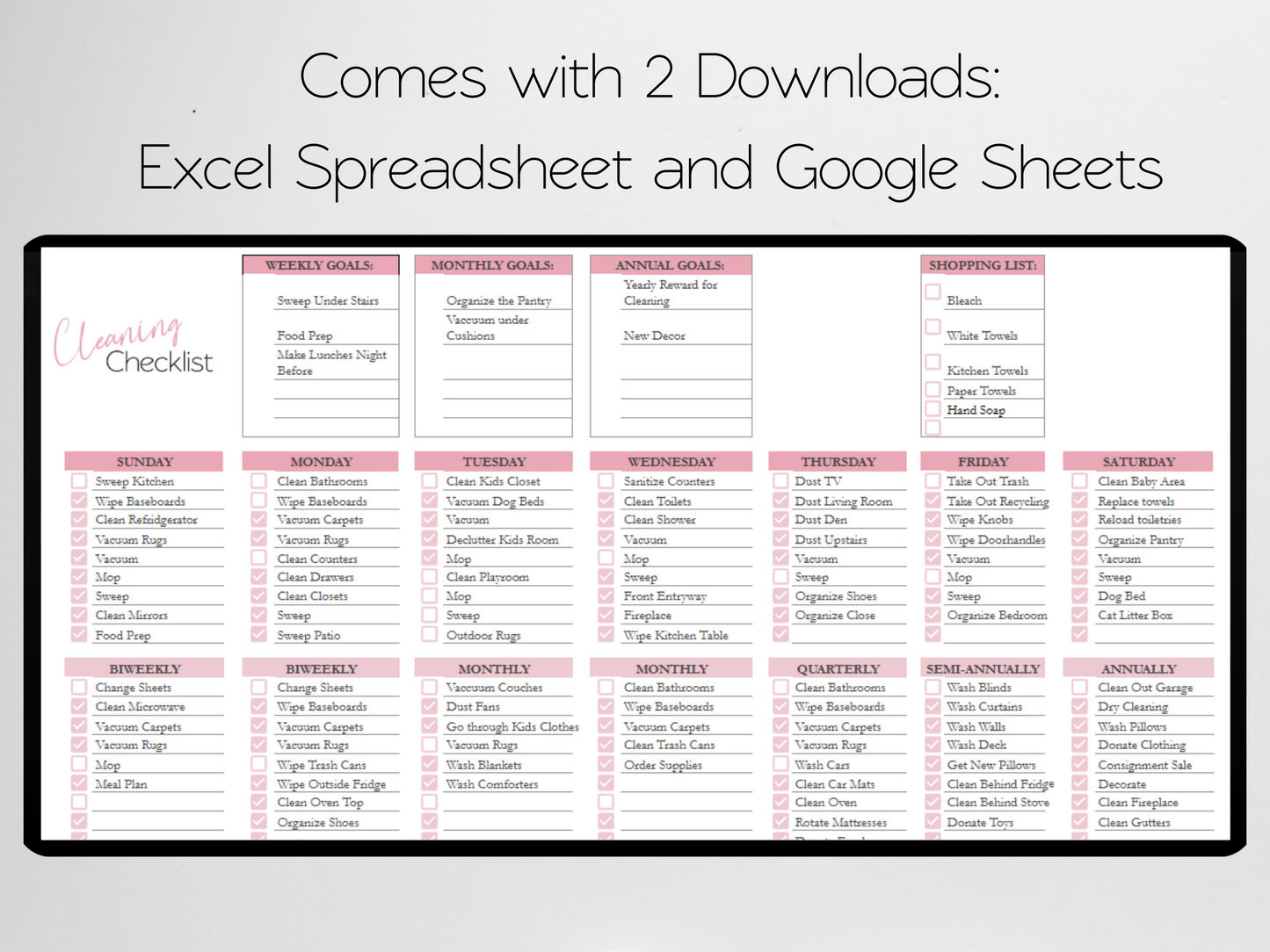 Cleaning Checklist Template Google Sheets Excel Spreadsheet