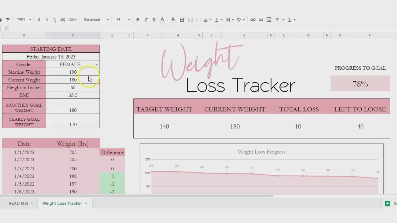 Google 2025 weight tracker