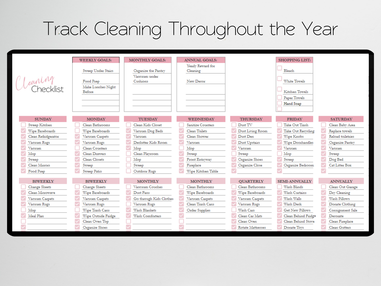 Cleaning Checklist Template Google Sheets Excel Spreadsheet