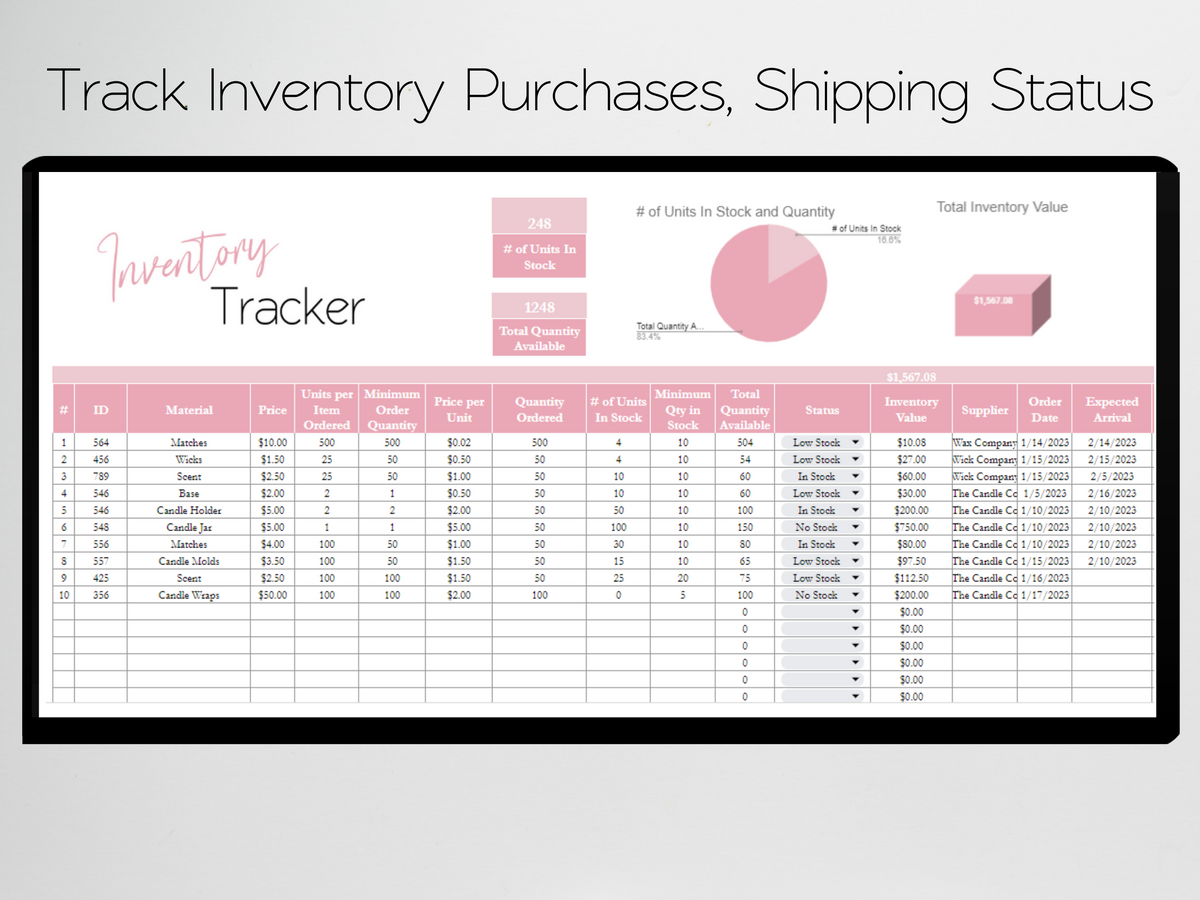 Inventory Tracker Template Google Sheets Excel Spreadsheet – Savvy and ...