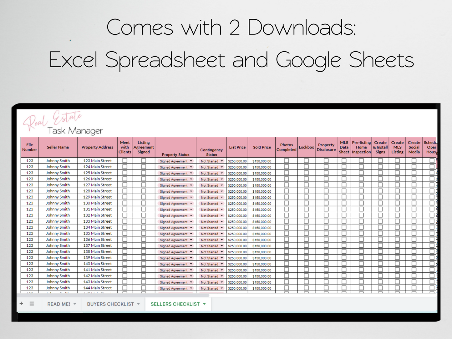 Real Estate Task Tracker Template Google Sheets Excel Spreadsheet