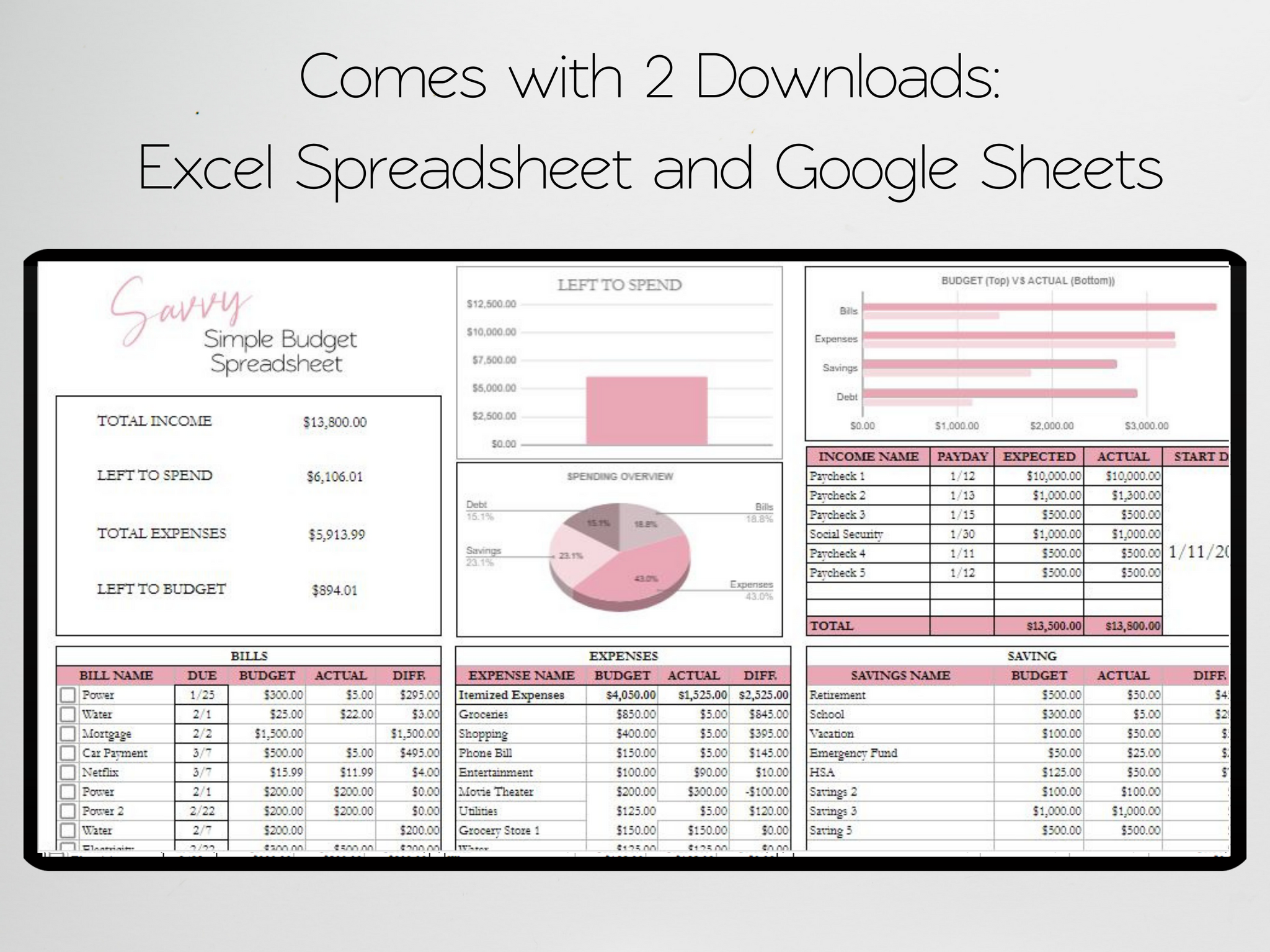 Simple Budget Template Google Sheets Excel Spreadsheet – Savvy and Thriving