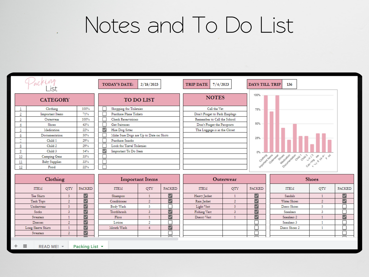 Packing List Template Google Sheets Excel Spreadsheet