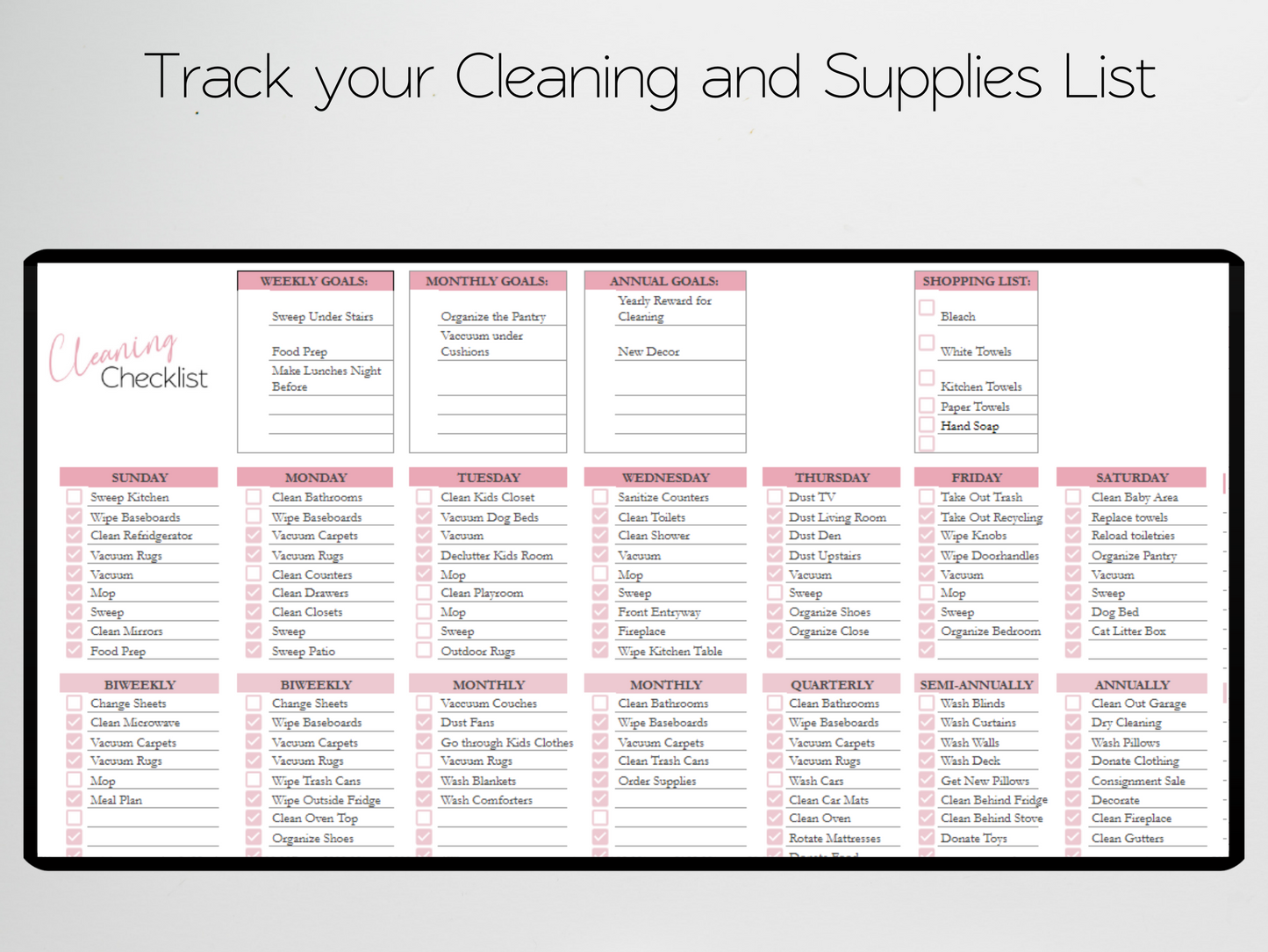 Cleaning Checklist Template Google Sheets Excel Spreadsheet