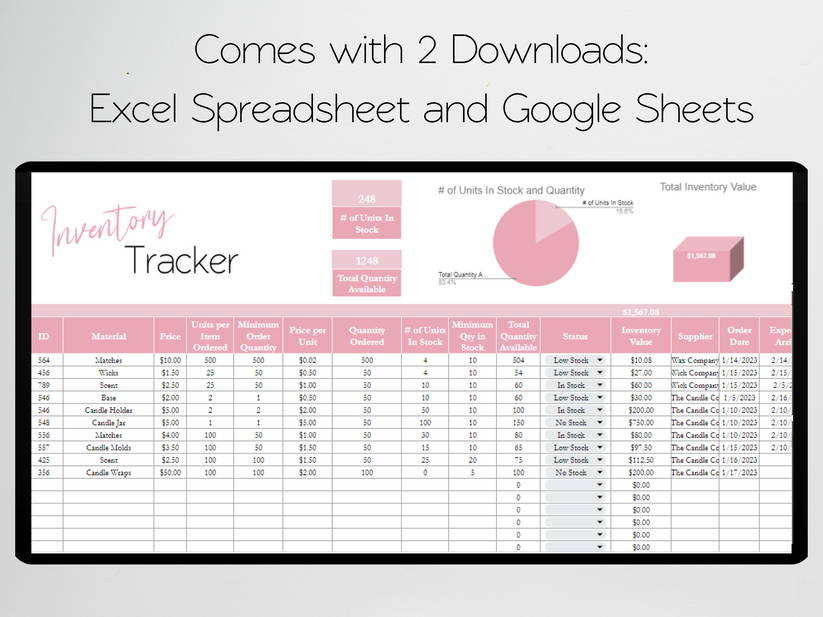 Inventory Tracker Template Google Sheets Excel Spreadsheet – Savvy and ...