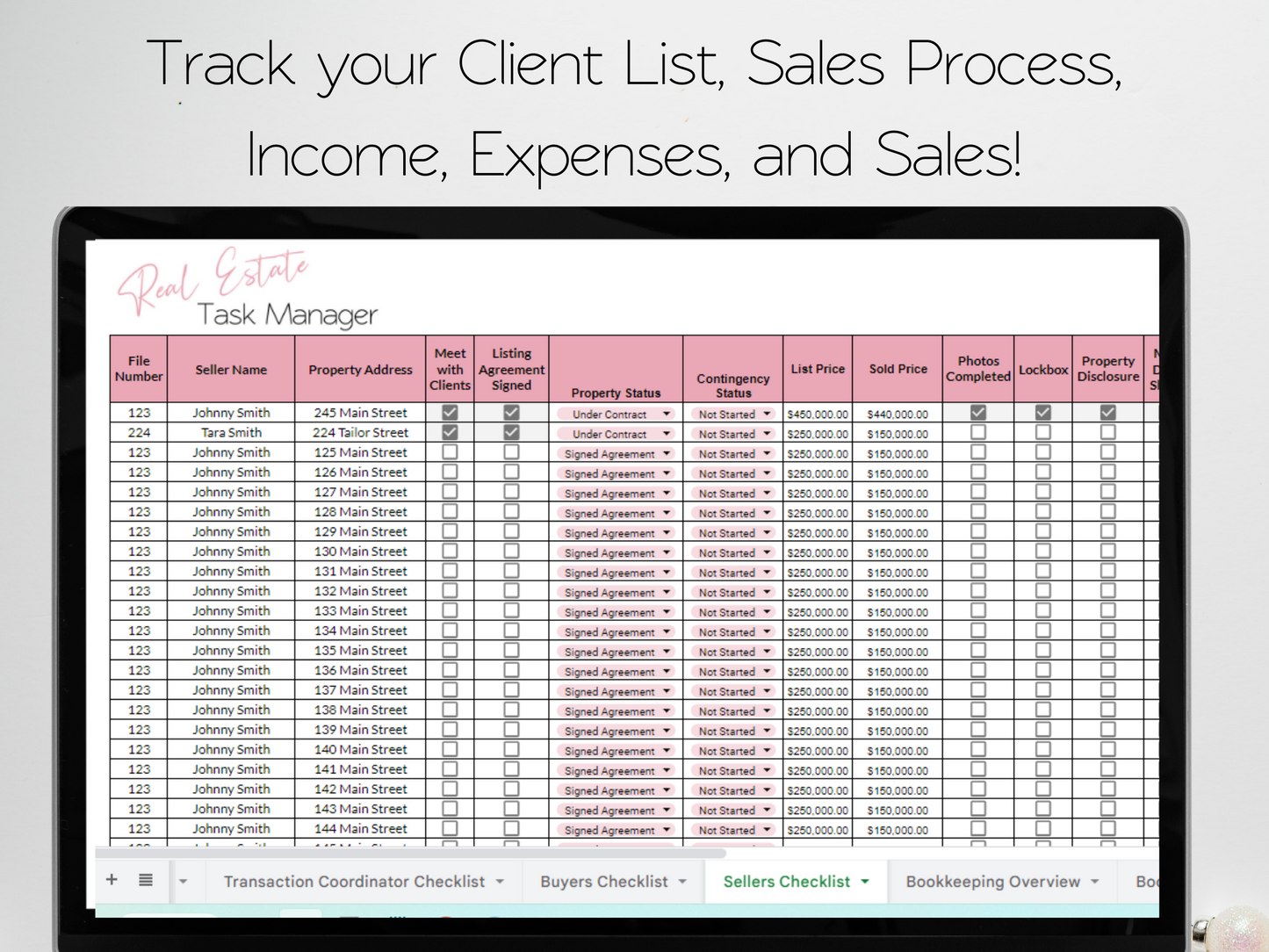 Real Estate Sales Management Bundle Template Google Sheets Excel Spreadsheet