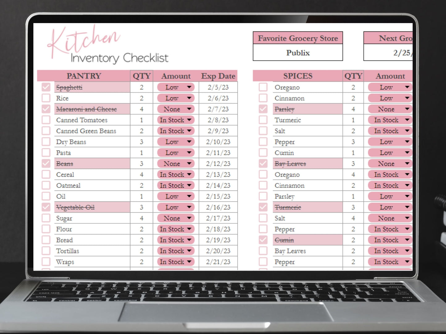 Kitchen Inventory Checklist Excel Spreadsheet Google Sheets